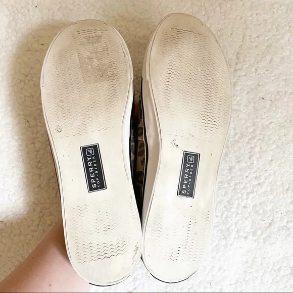 Sperry Leopard Biscayne Patent Leather Top Sider Boat Shoe Tan Black 10 - Picture 11 of 13